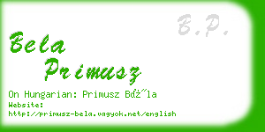 bela primusz business card